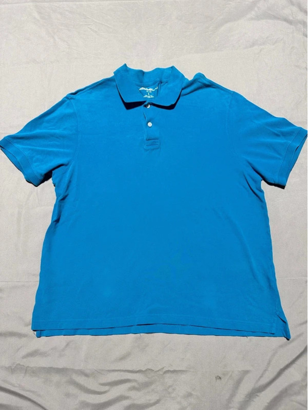 Eddie Bauer Men’s Large Blue Turquoise Polo Shirt Short Sleeve (C7)